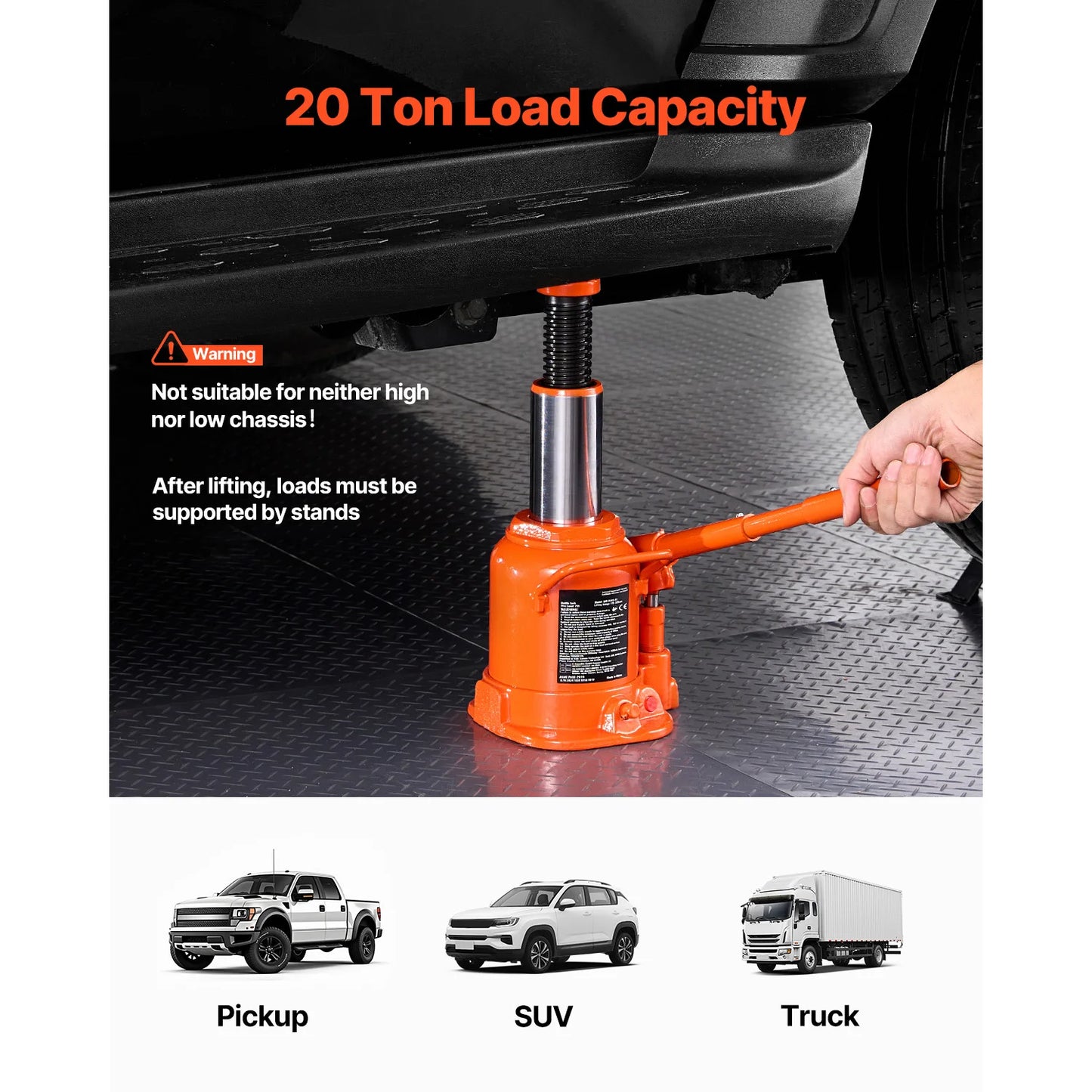 SucceBuy Hydraulic Bottle Jack 20 30 50 Ton Long Handle