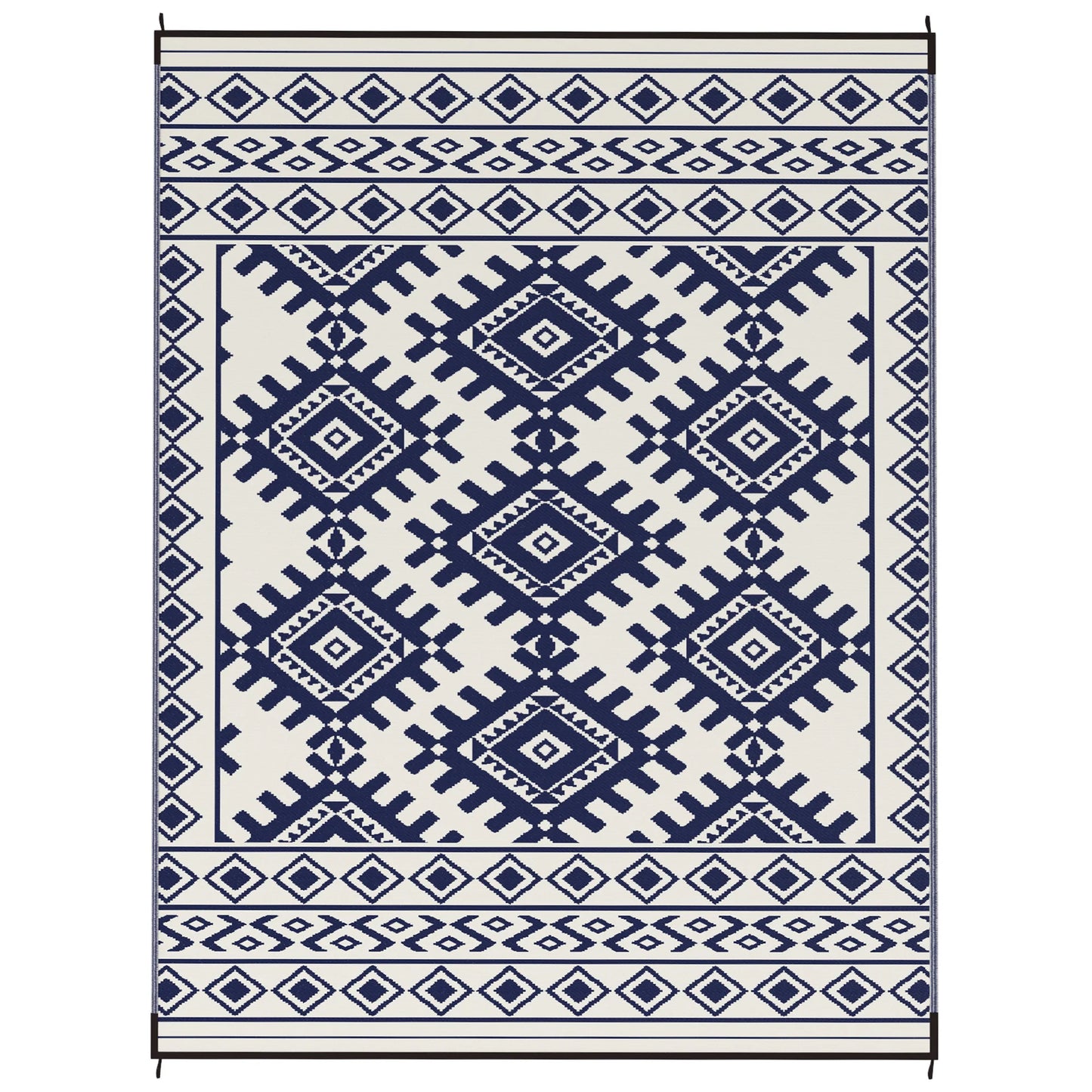 Outdoor Rug Geometric Rhombus Border Polypropylene