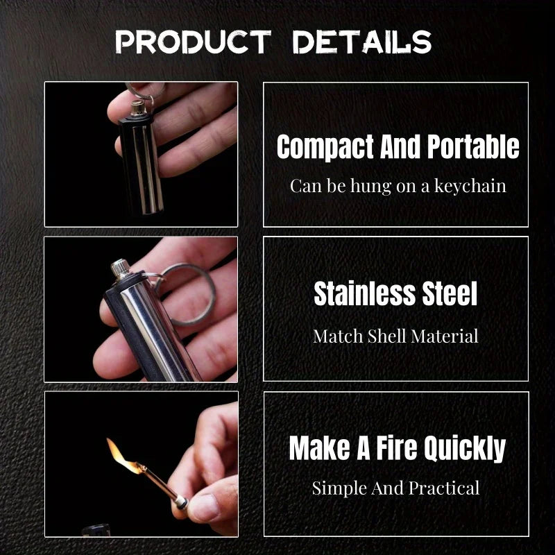 Metal Fuel Lighters Multifunction Keychain Fire Starter For Outdoor Camping