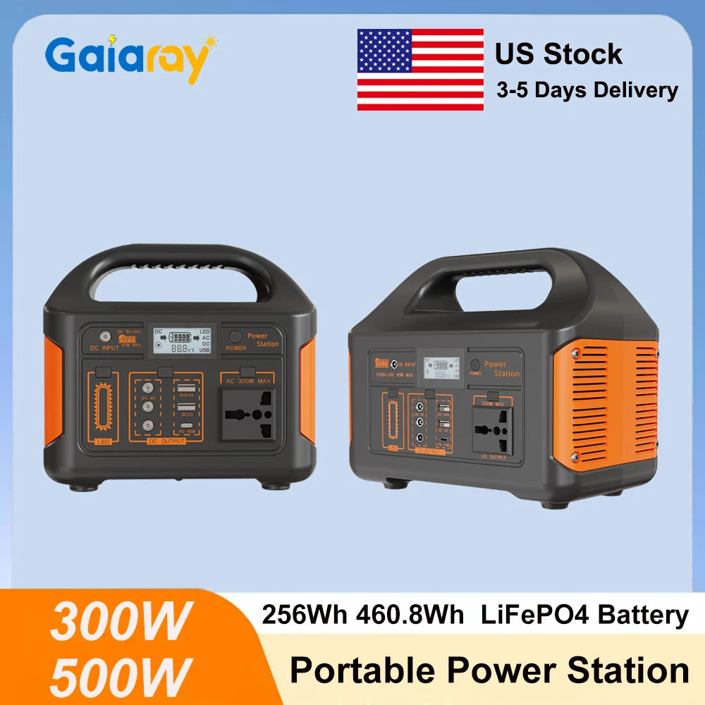 GaiaRay 500W Portable Power Station 460Wh LiFePO4 Solar Generator