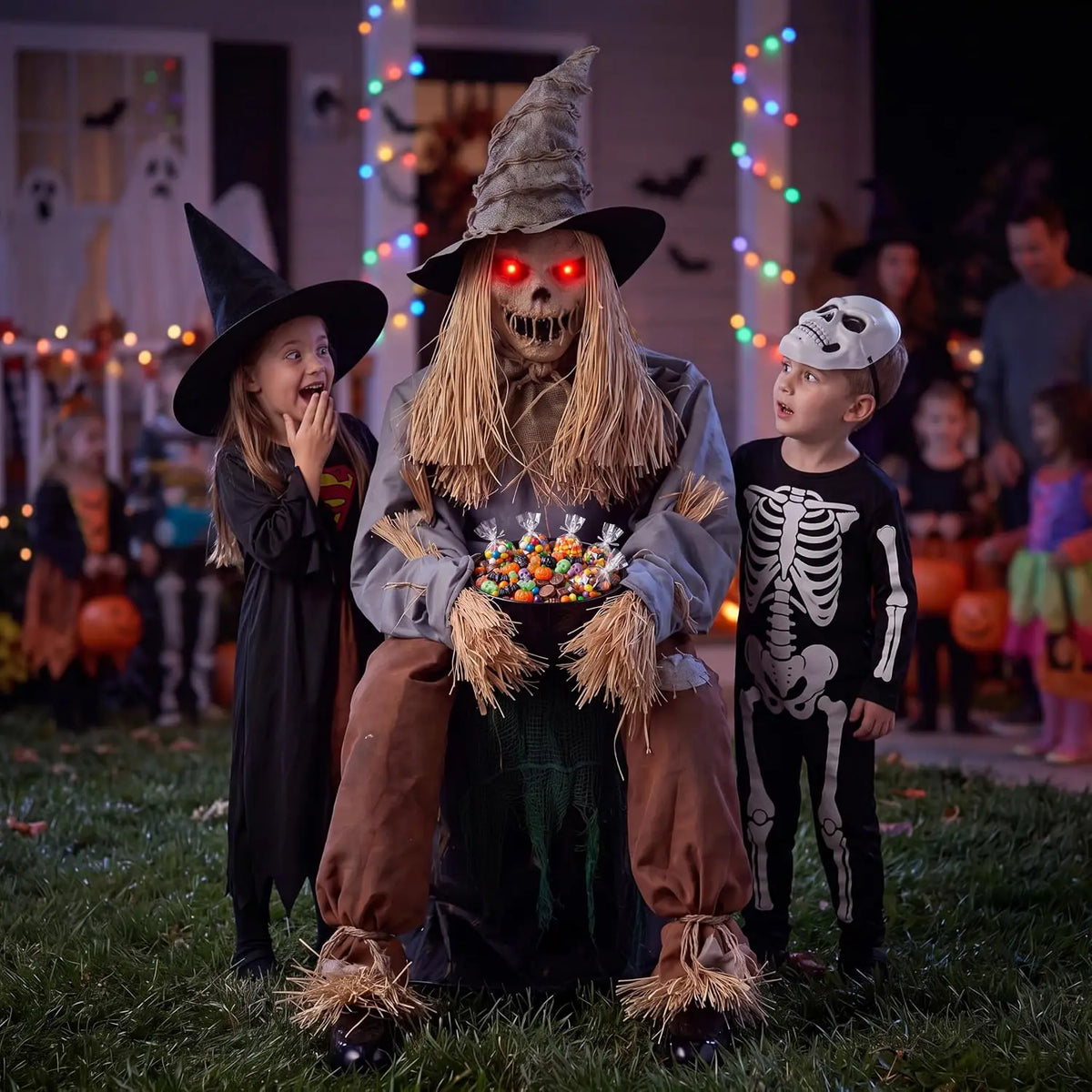 Joyfy Halloween Animatronic Sound Activated Scarecrow Prop