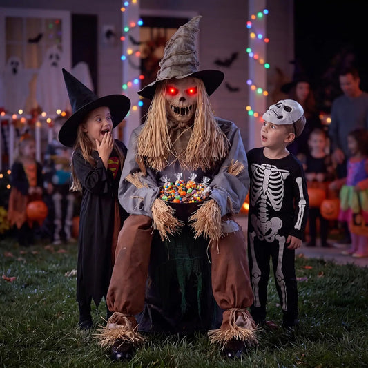 Joyfy Halloween Animatronic Sound Activated Scarecrow Prop