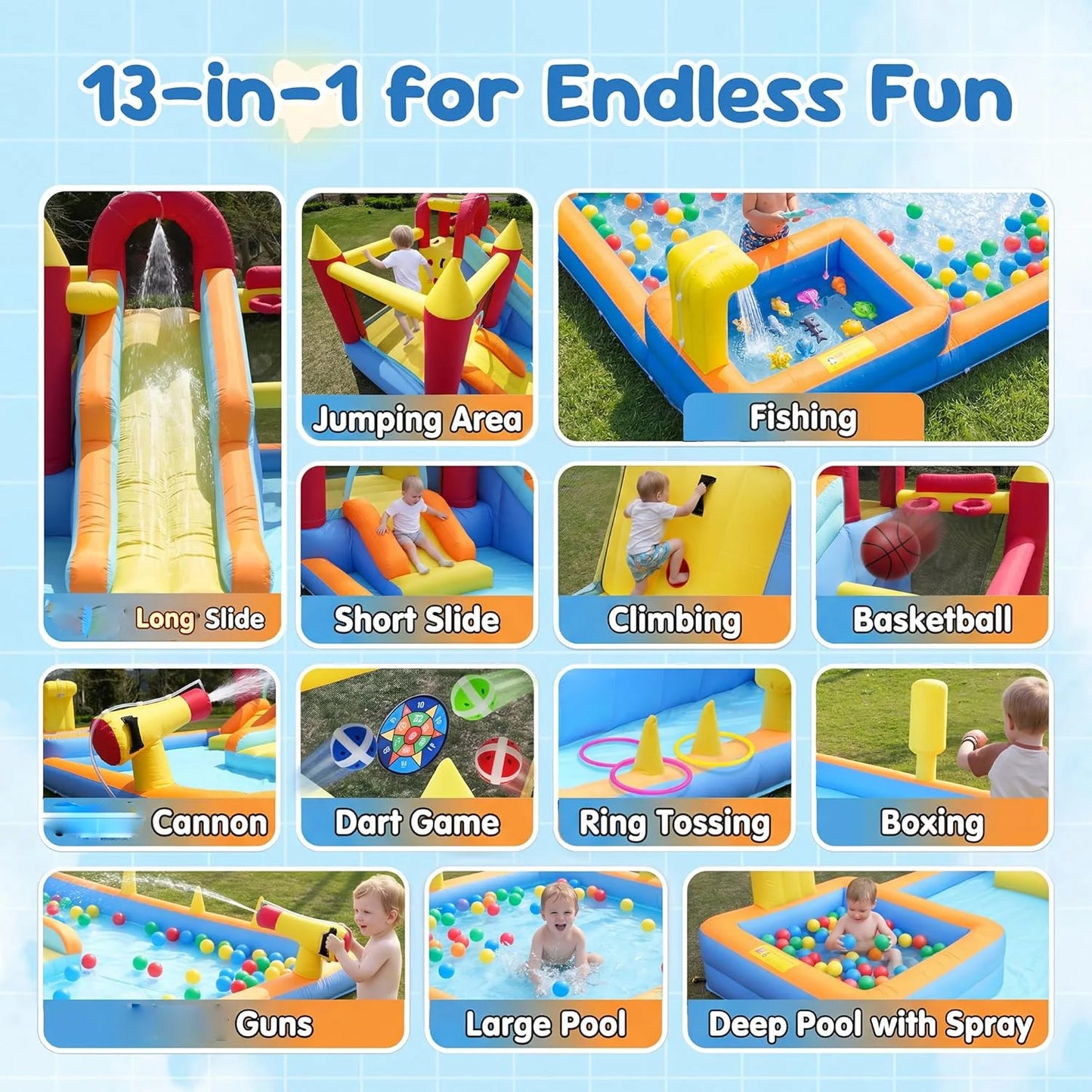 Inflatable Bounce House for Kids With Heavy Duty Blower Included