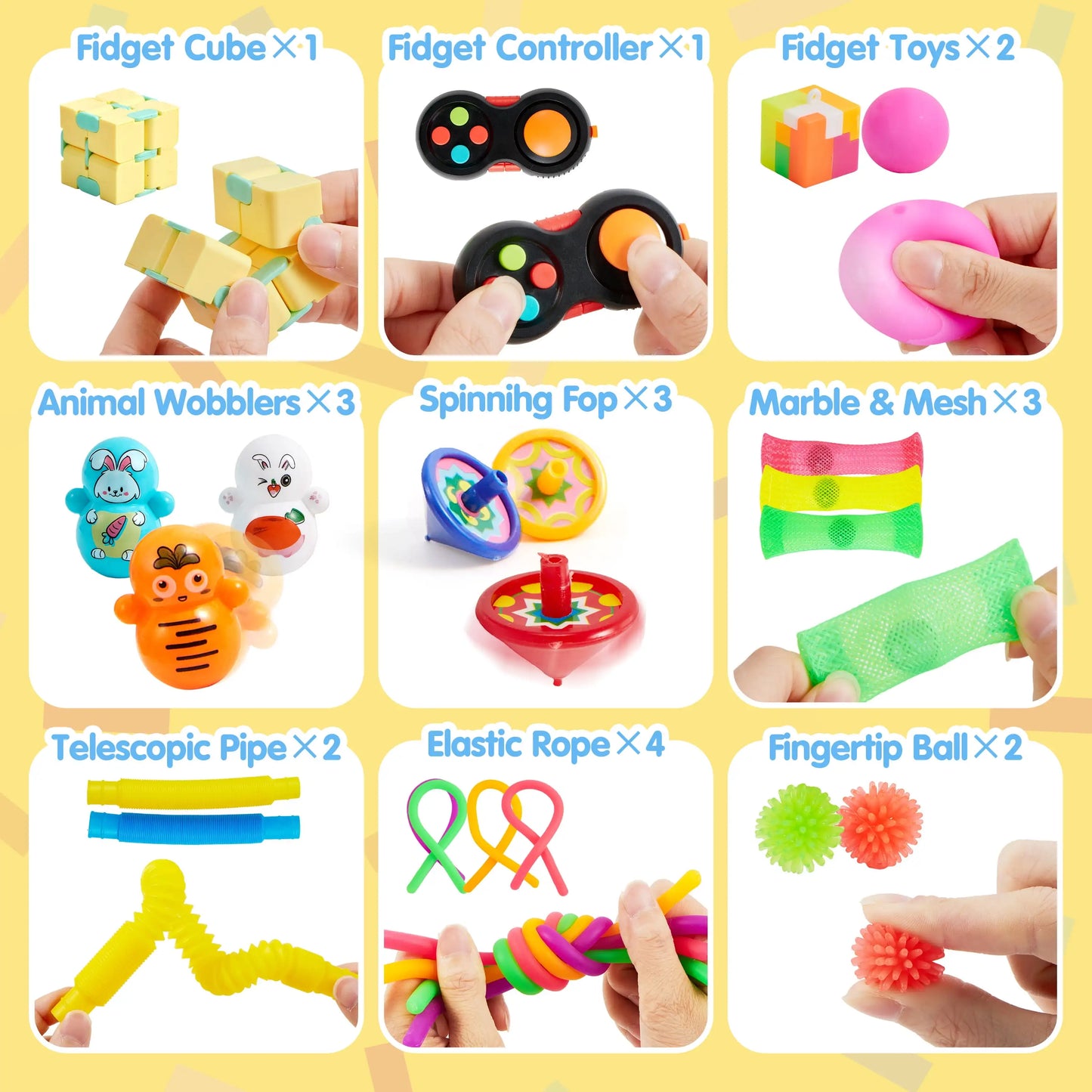Joyfy Fidget Toys Party Favors 60 Pack Stress Relief and Autism Sensory