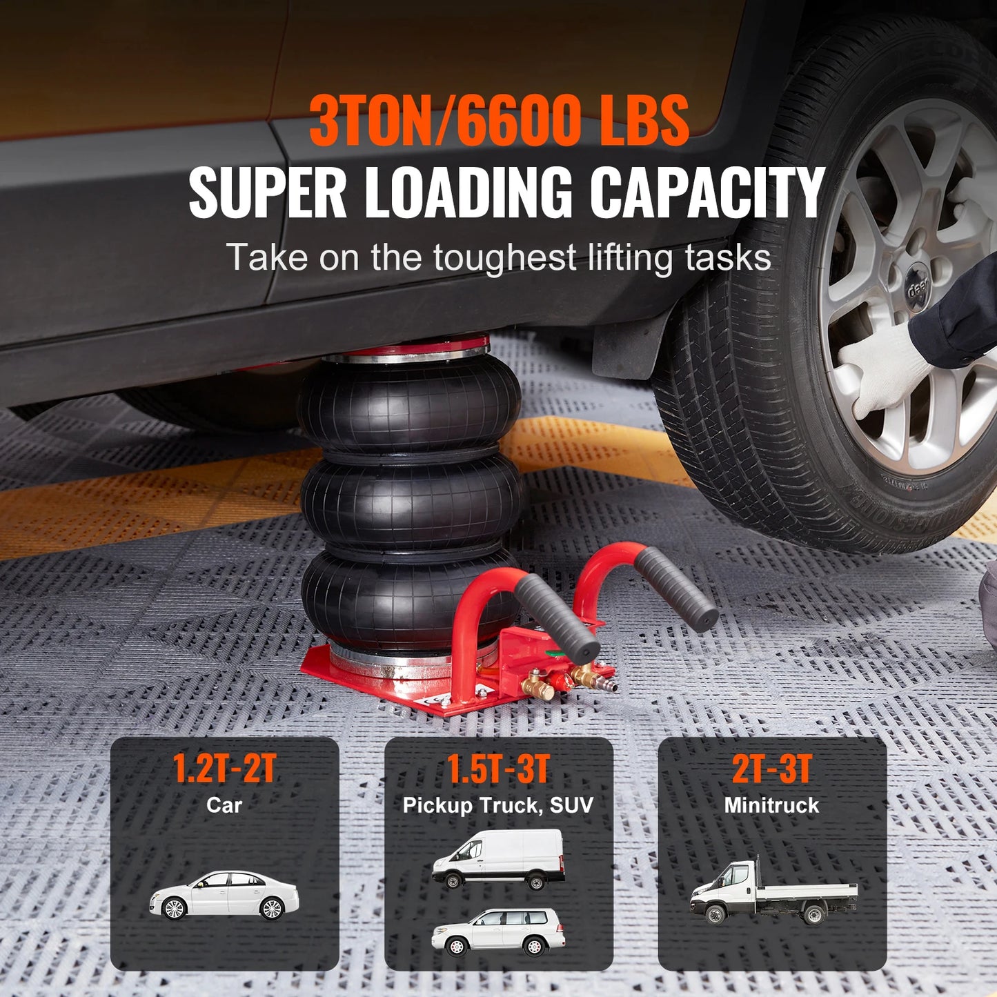 Succebuy Triple Bag Air Jack 3 Ton Portable Pneumatic Car Jack