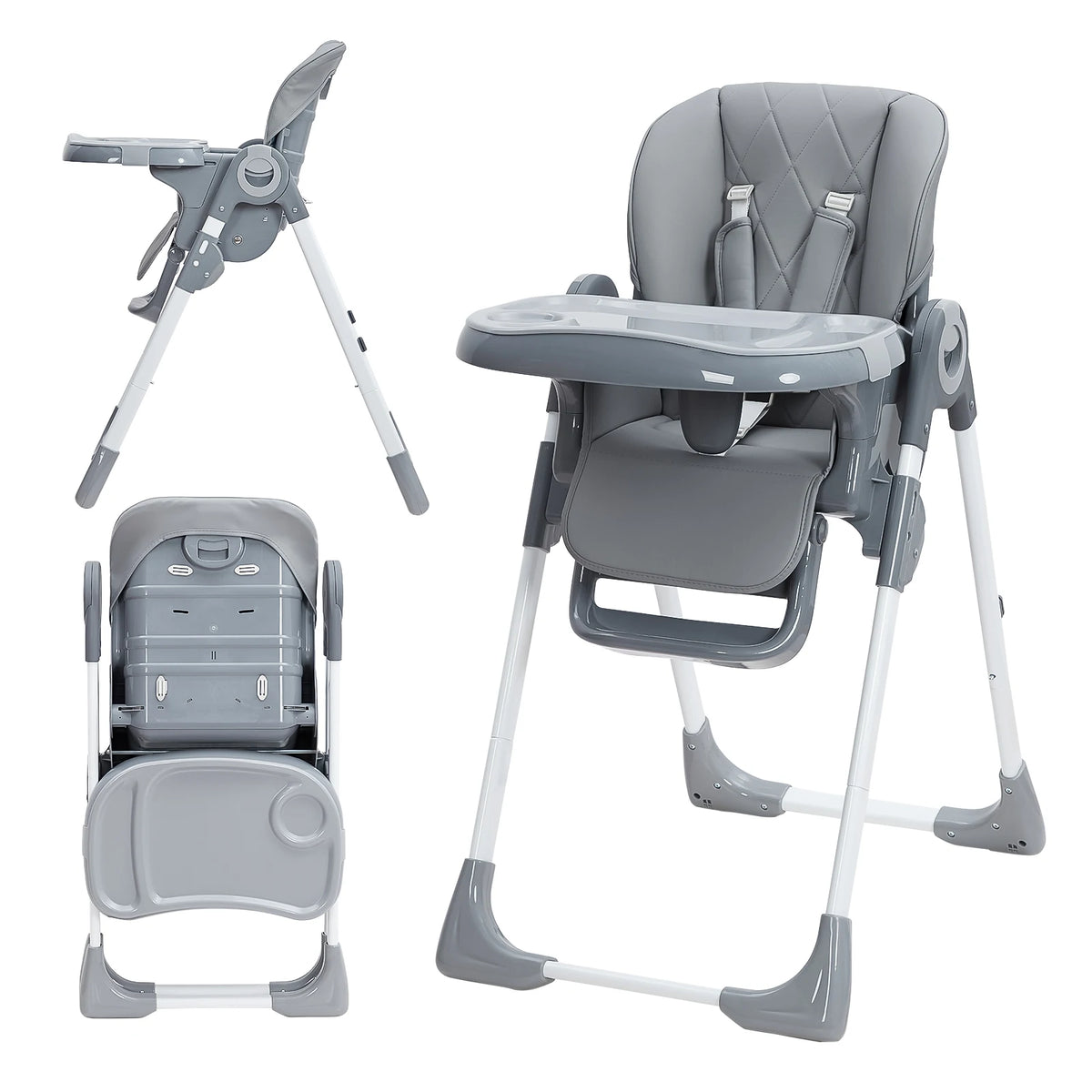Adjustable Height And Recline Foldable Multifunctional Baby High Chair