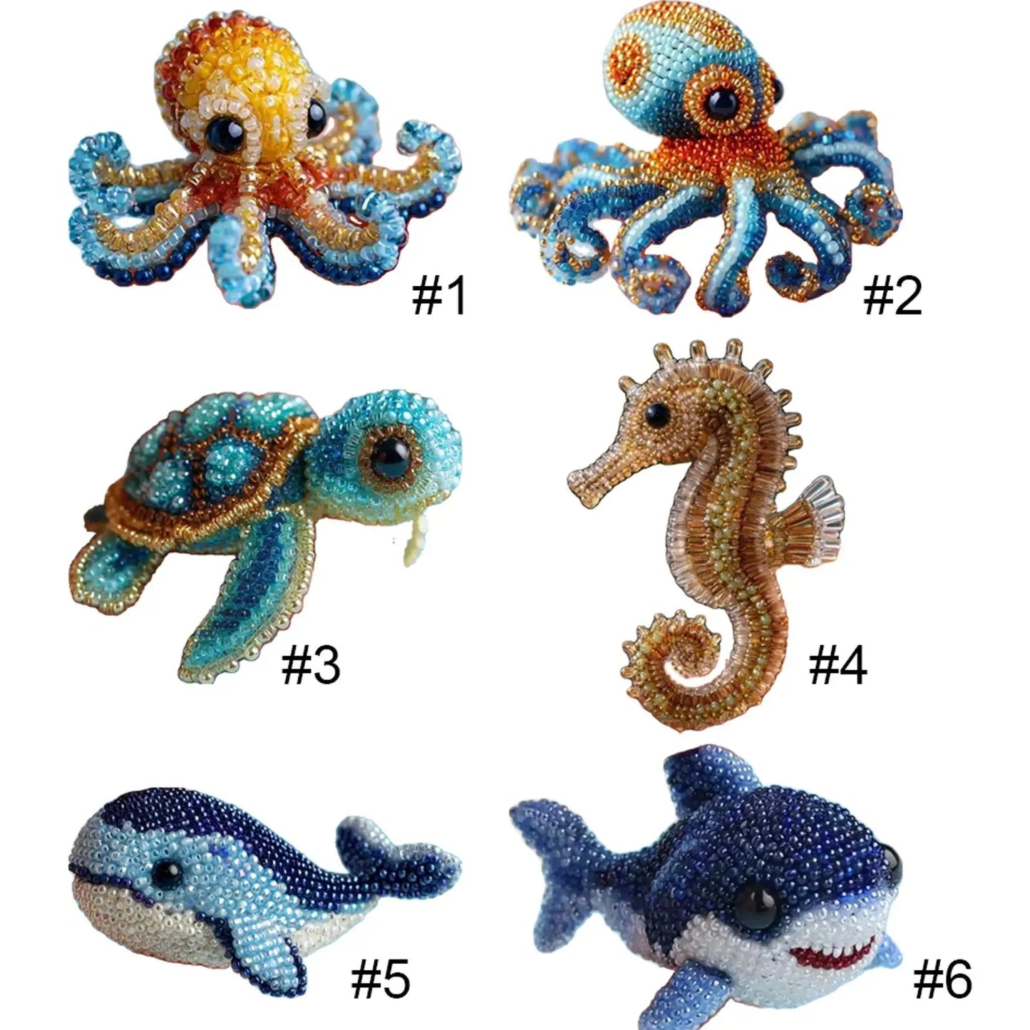 Creative Beaded Embroidery Ocean Beadwork DIY Kit Ocean Animals