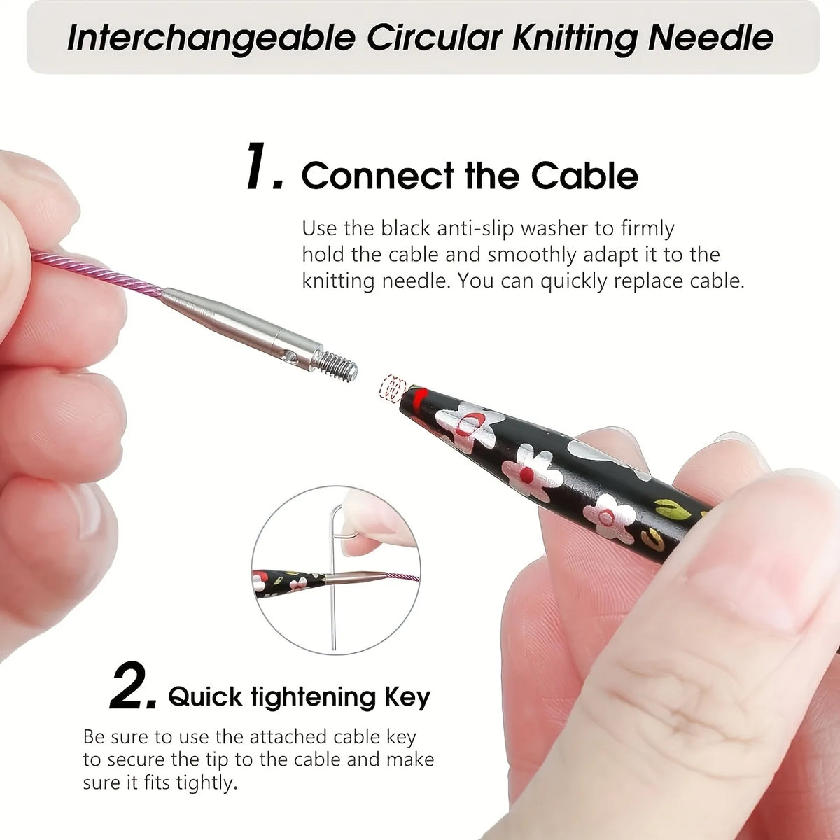 Interchangeable Circular Knitting Needles Set With Cables And Case