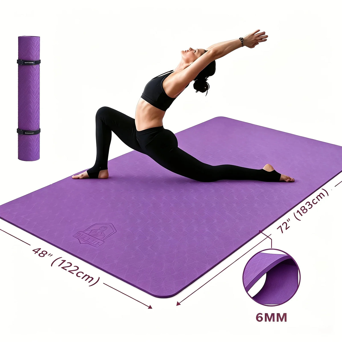 HAPBEAR Extra Large TPE Yoga Mat With Carrying Straps