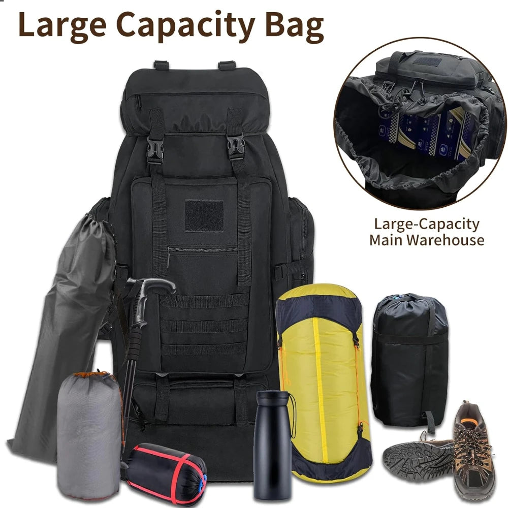 1pc 90L Hiking Daypack Backpack Expandable Waterproof Rucksack for Men Camping Outdoor Sport Traveling Large Capacity Sport