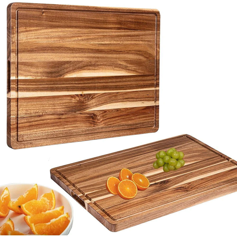 TWISTER.CK Wood Cutting Board With Juice Groove Reversible Charcuterie