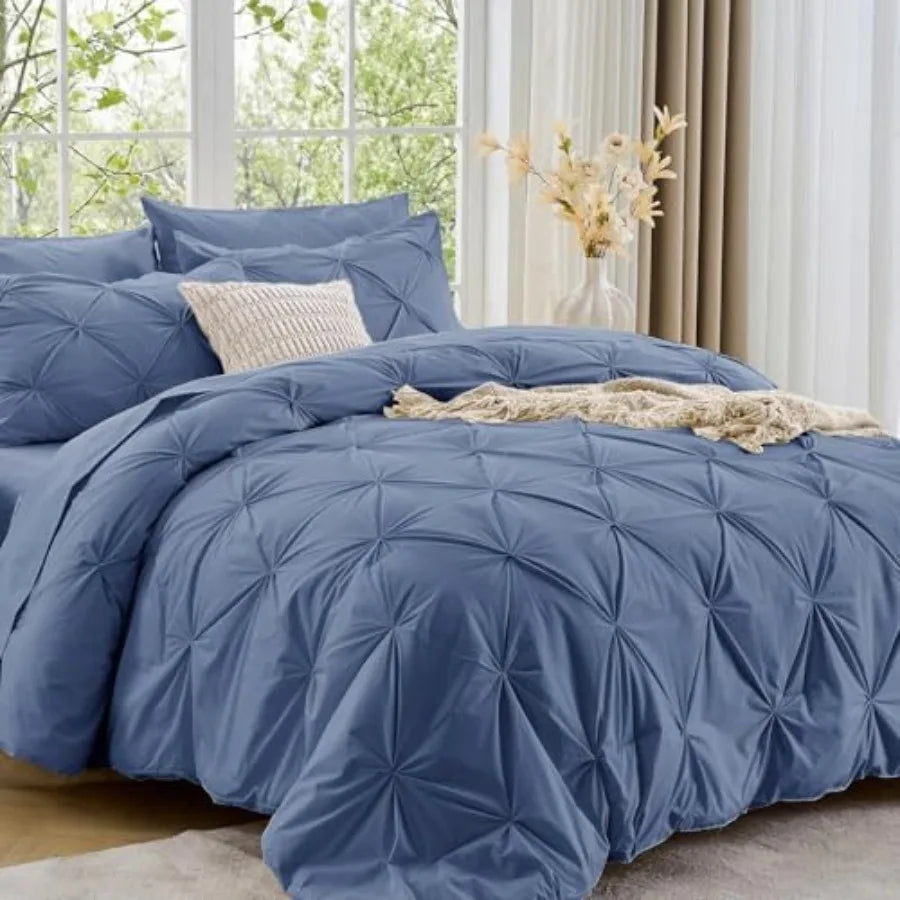 Pintuck All Season Comforter Set 7-Piece Bed in a Bag