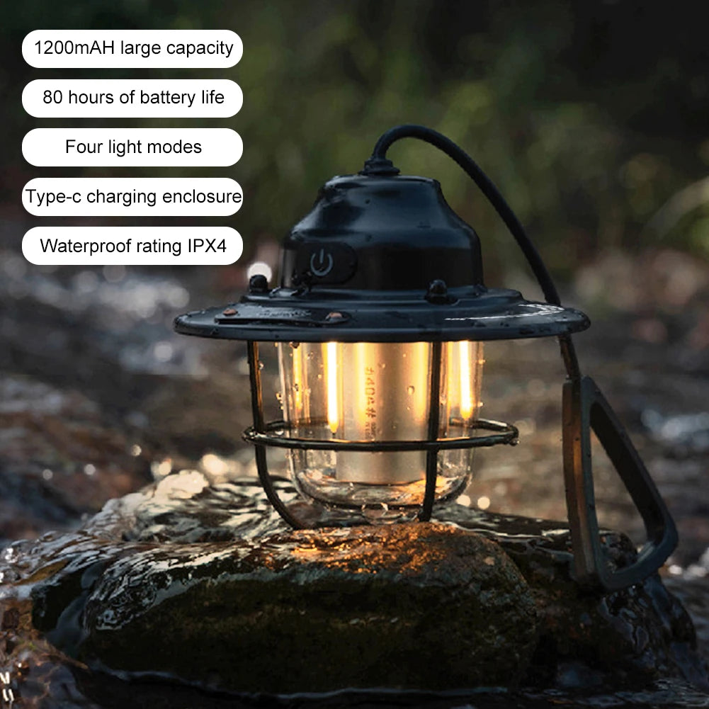 LED Camping Lantern Dimmable Emergency Lamp Type C Charging IPX4 4 Modes