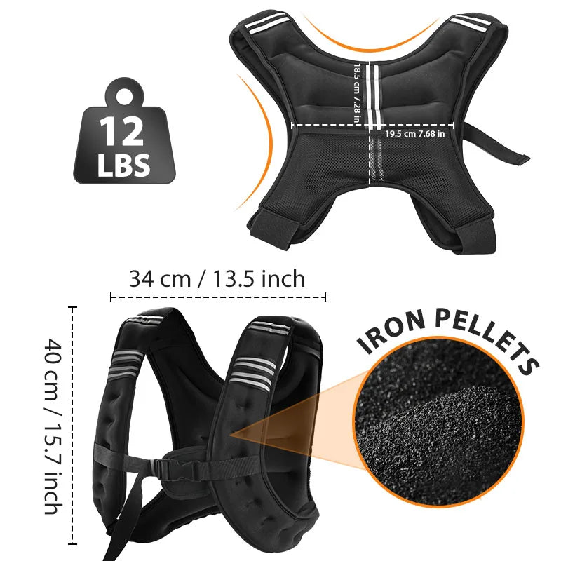 Reflective Weighted Vest for Running, Fitness, and Strength Training