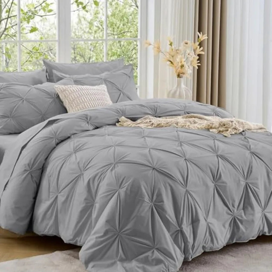Pintuck All Season Comforter Set 7-Piece Bed in a Bag