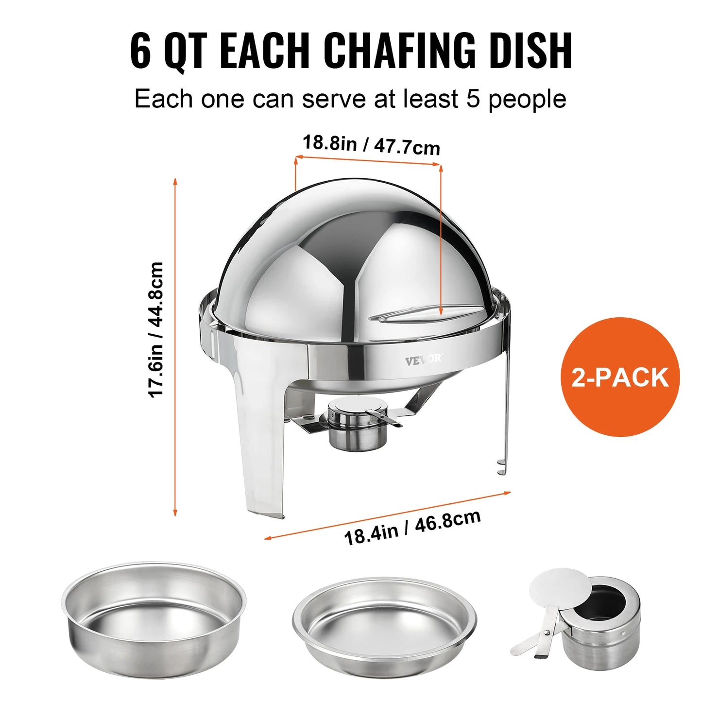 Succebuy Roll Top Chafing Dish Buffet Set Stainless Steel Warmer