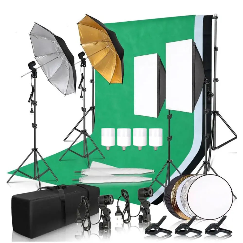 SH Studio Softbox Lighting Kit With Backdrop Stand Reflector