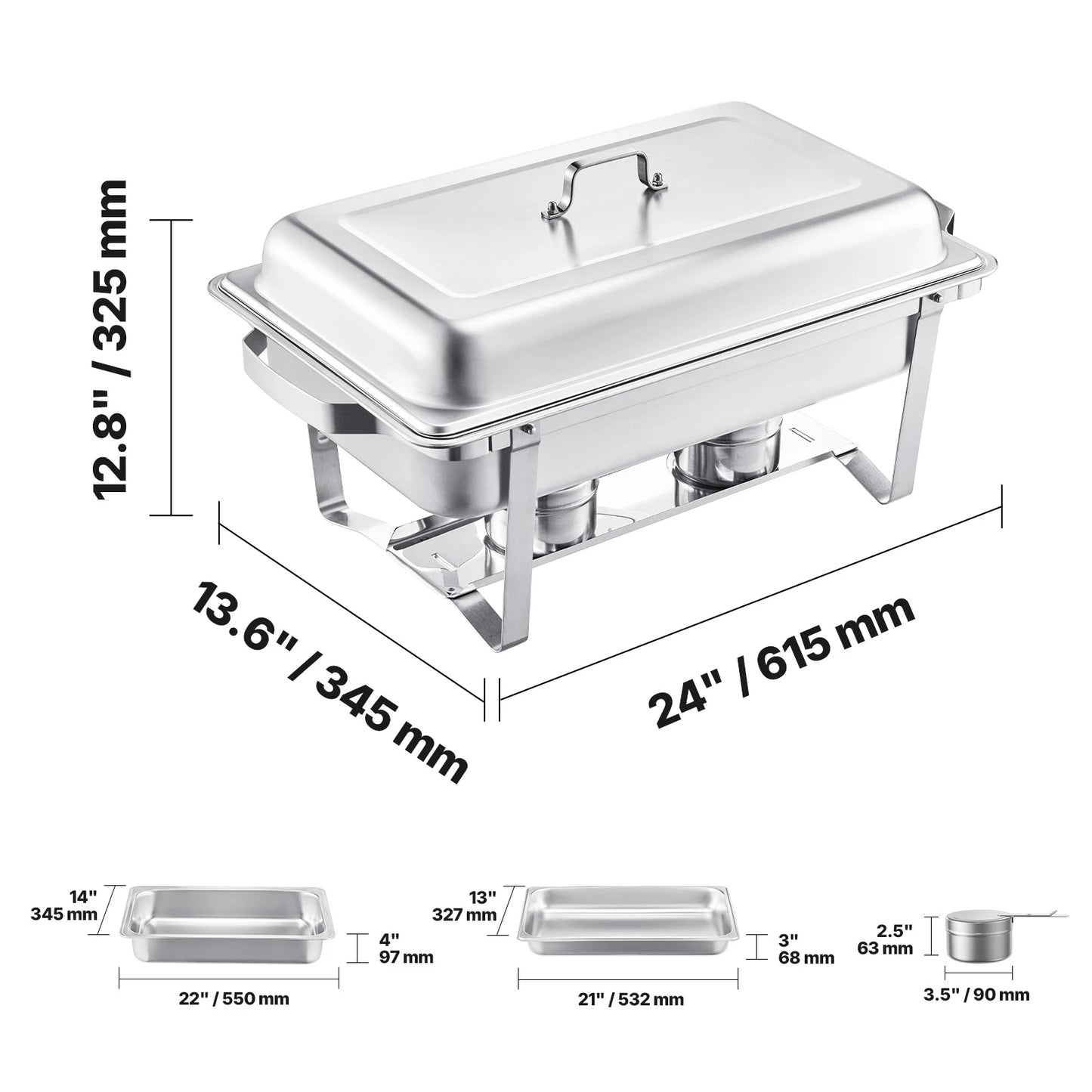 SucceBuy Chafing Dish Buffet Set Stainless Steel Chafer with Pans