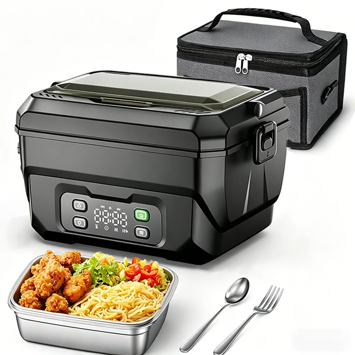 Portable USB Rechargeable Electric Heating Lunch Box With Display