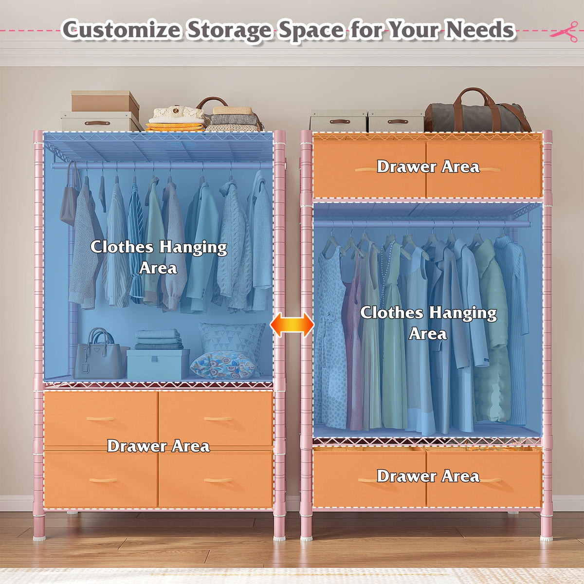Heavy Duty Metal Coat Rack With Four Home Storage Drawers