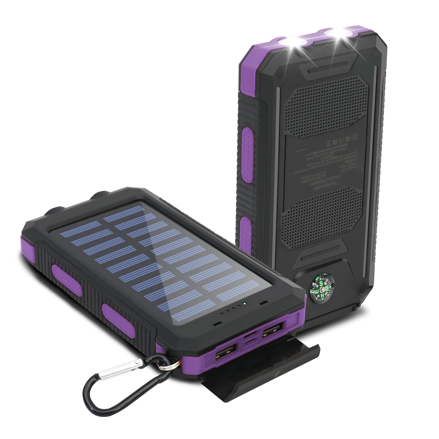 20000mAh Solar Charger Waterproof Power Bank With Dual USB Ports LED Flashlight