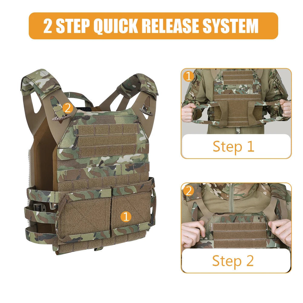 KRYDEX 500D Nylon Tactical Plate Carrier Vest With MOLLE Front Flap