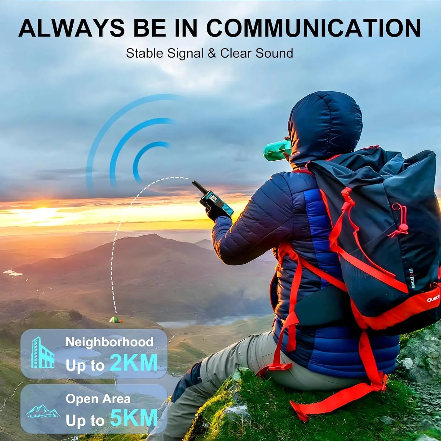 AWANFI Walkie Talkies Long Range 2 Way Radios VOX Outdoors