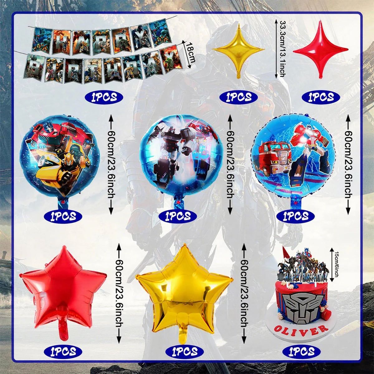 Hasbro Transformers Birthday Party Decorations Set With Balloons And Banner
