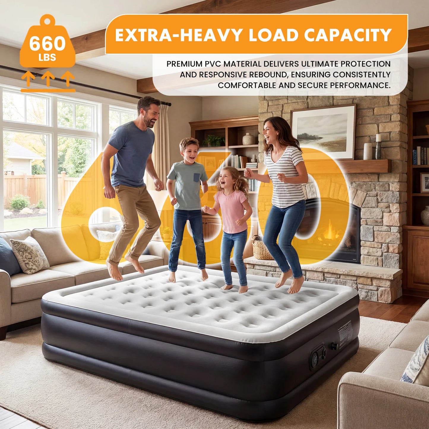 MCQ Queen Air Mattress With Built In High Capacity Pump