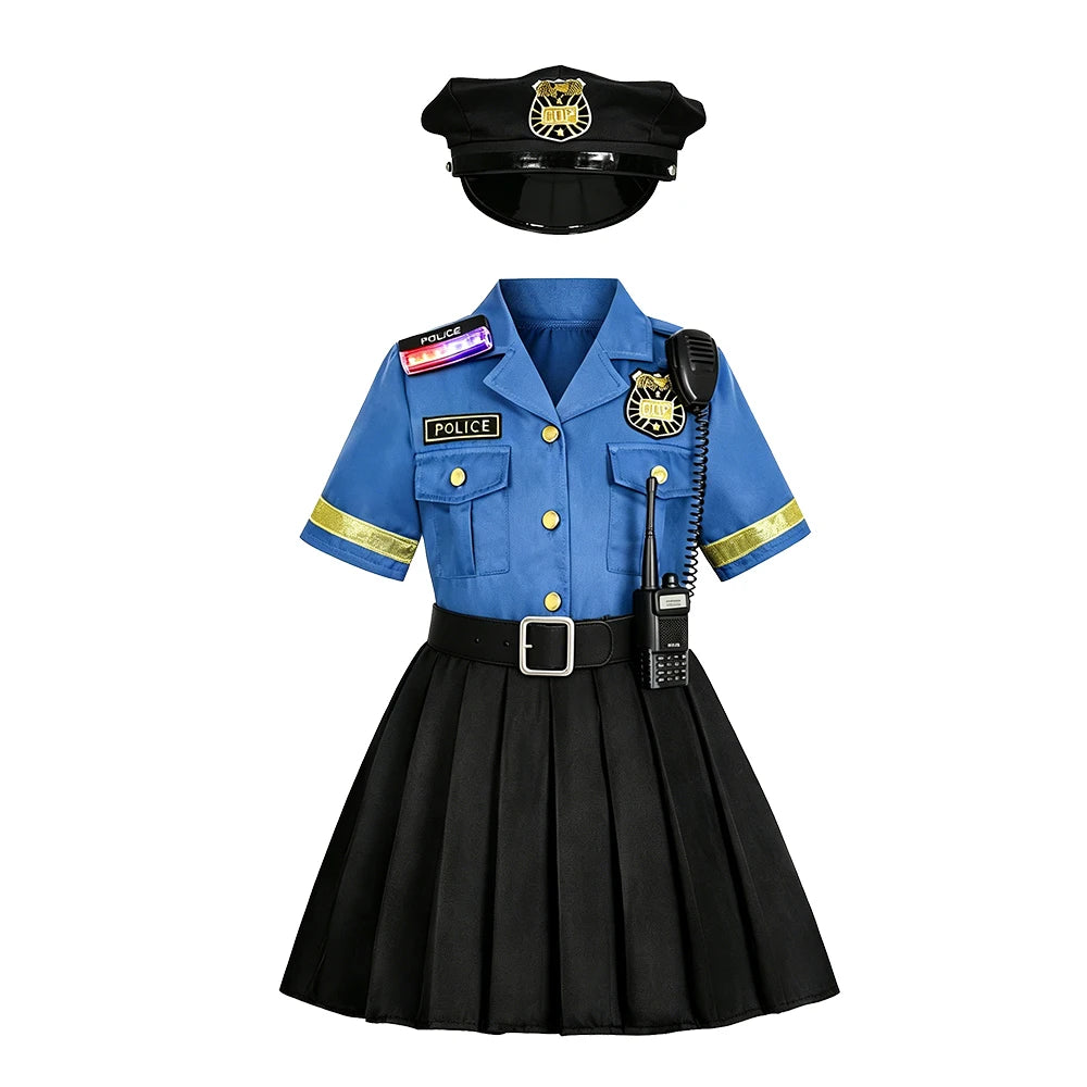 Duokipolla Girls Police Officer Costume Dress Up Uniform