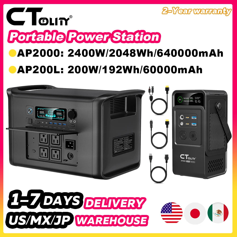 CTOLITY AP2000 Portable Power Station LiFePO4 Solar Generator