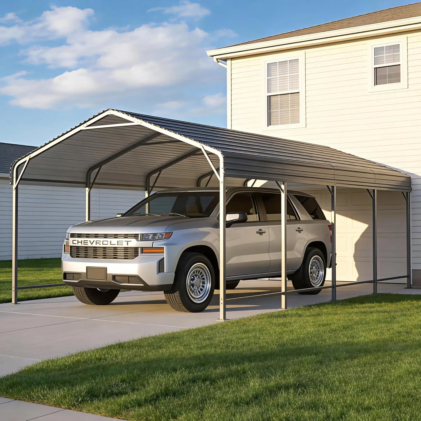 Heavy Duty Metal Carport Shelter Galvanized Outdoor Garage Canopy