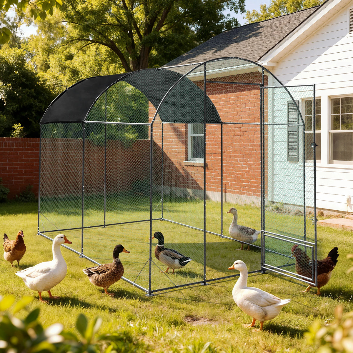 Borwart Outdoor Chicken Coop Cage with Nylon Netting Metal Tubes