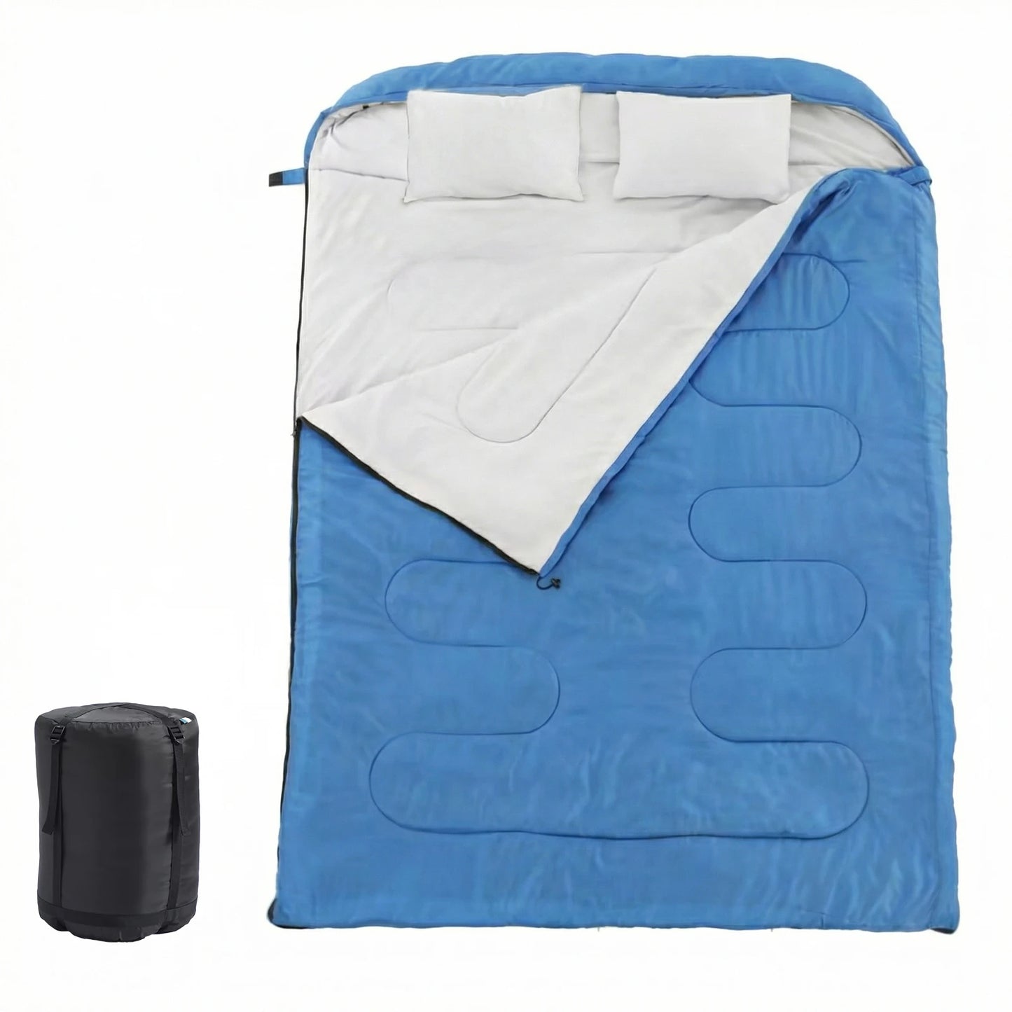 Double Sleeping Bag For Adults With Pillow Three Season Portable