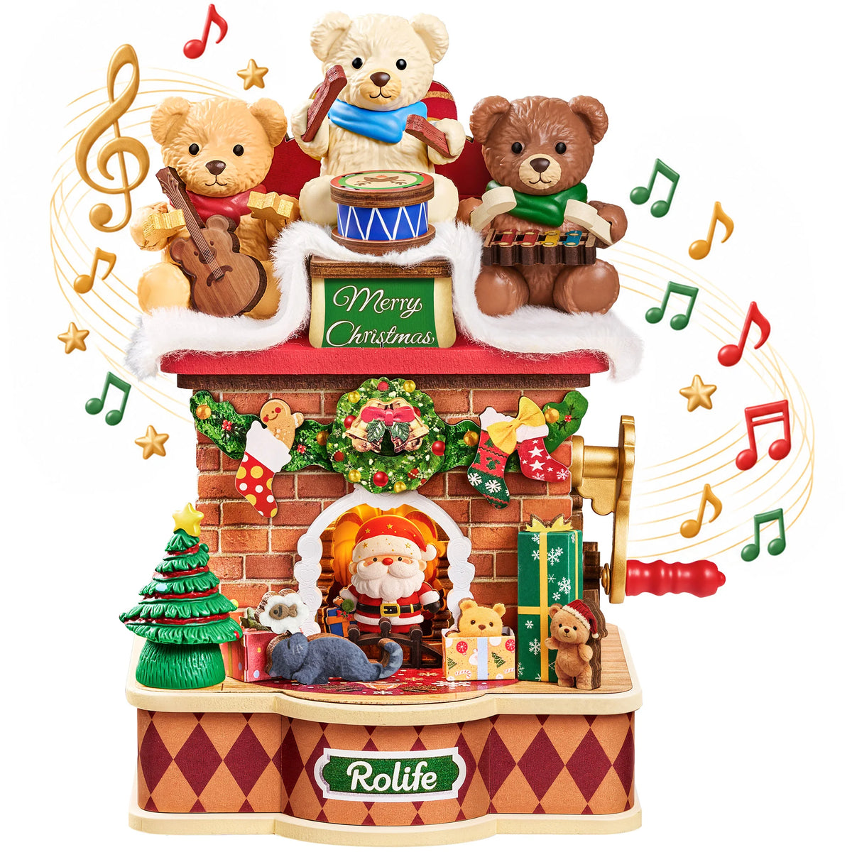 Rolife Fireside Music Night Wooden Puzzle Music Box Craft Kit