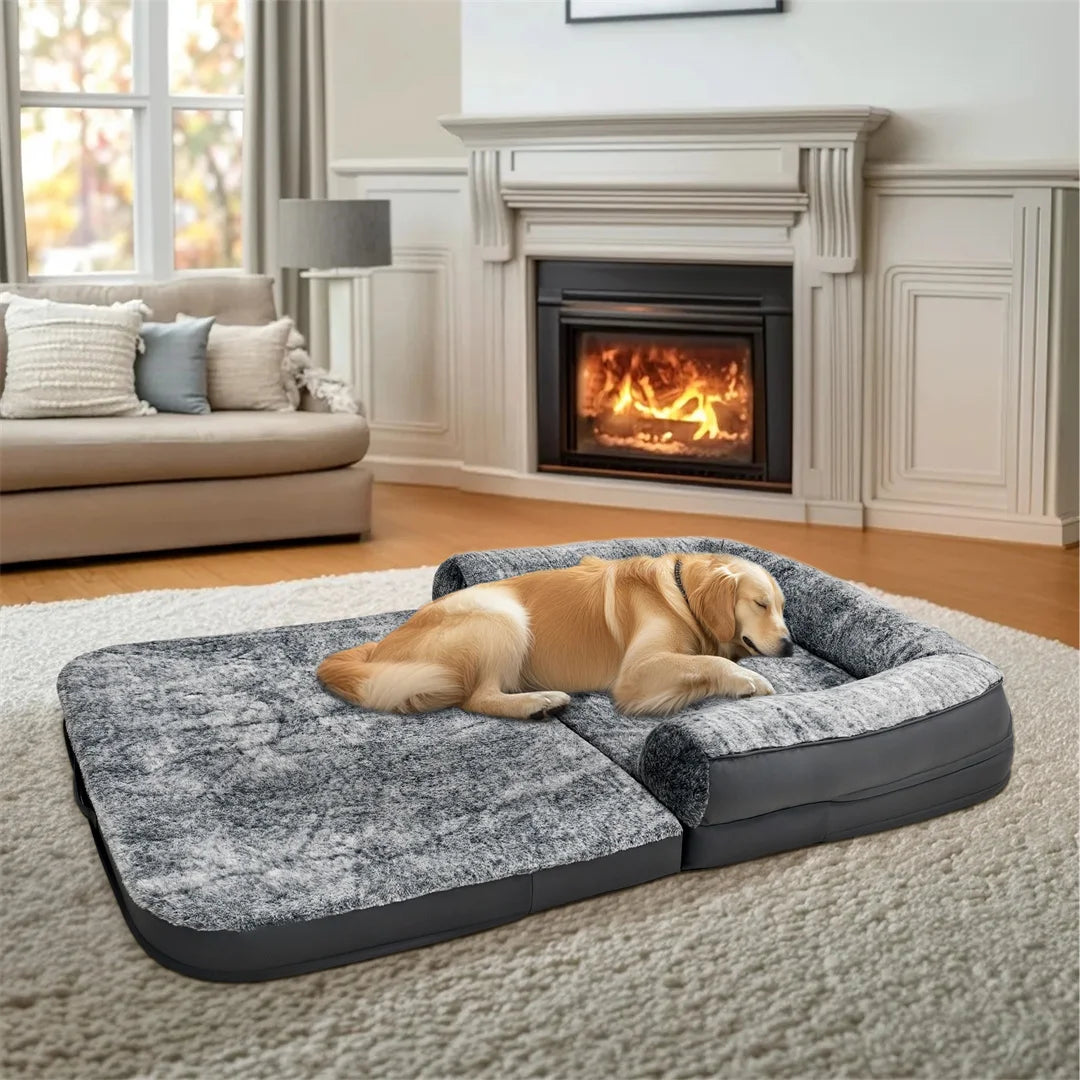 BINGOPAW Giant Foldable Calming Dog Bed With Plush Orthopedic Support