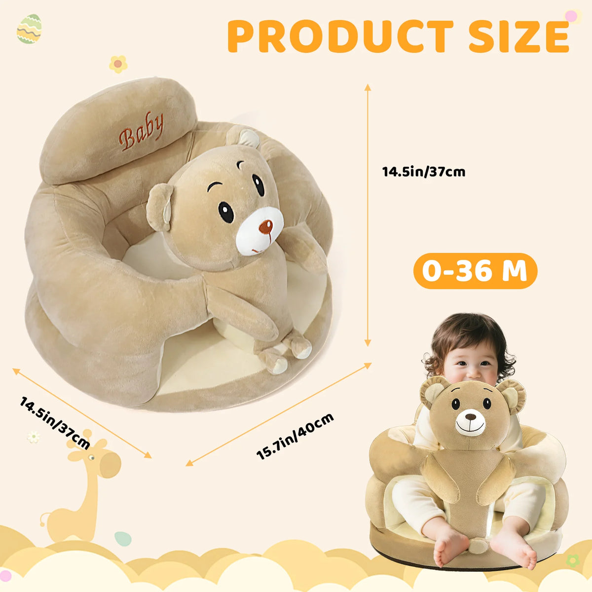 LLParty Baby Floor Seat Animal Plush Learning Sofa Chair