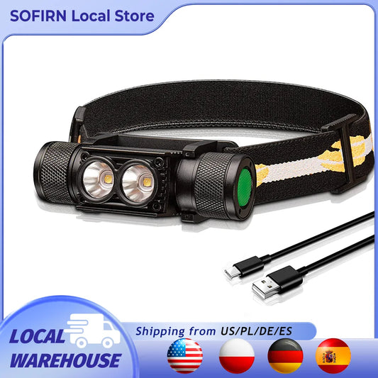 H25L USB Rechargeable Headlamp 1000LM TN3535 18650 Battery