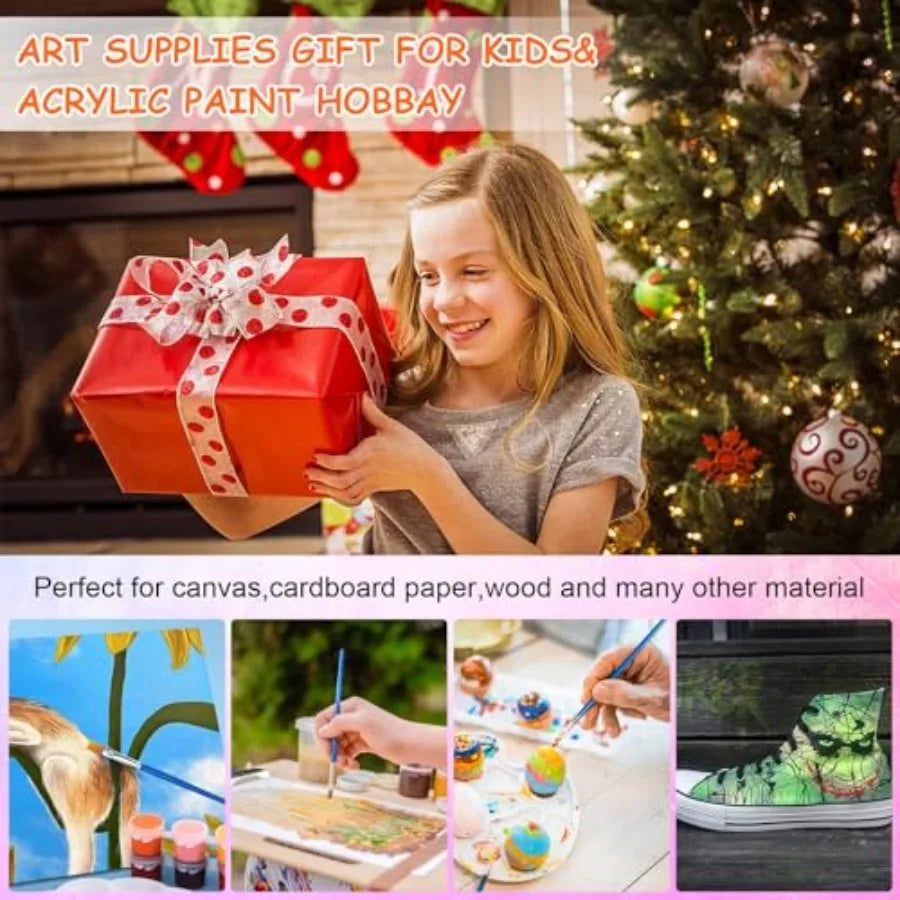 5 Pack Mini Acrylic Paint Set, 12 Colors Acrylic Paints Strips for Adults Craft Paint, 70 PCS Painting Kit Container Strips Sto