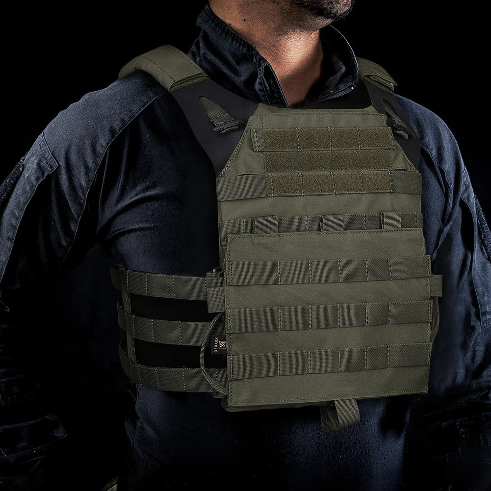 KRYDEX 500D Nylon Tactical Plate Carrier Vest With MOLLE Front Flap