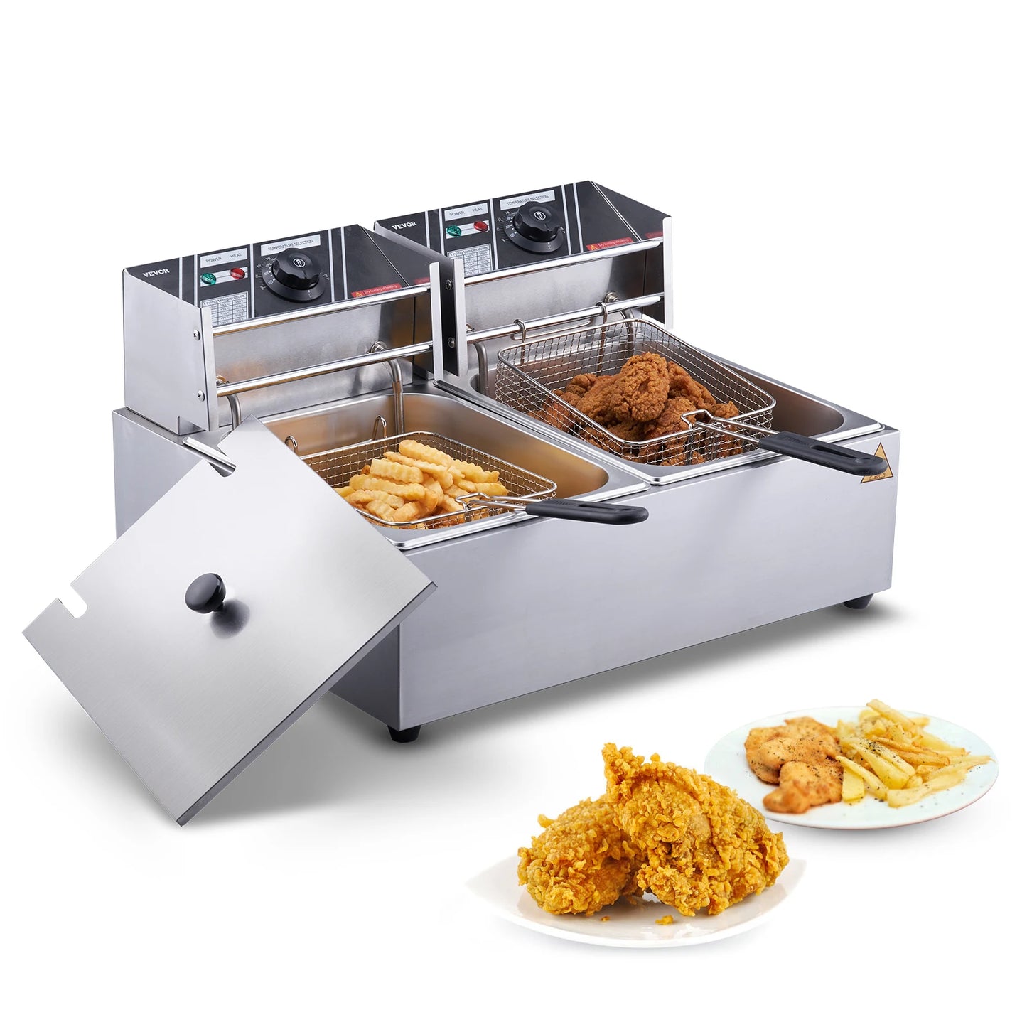 SucceBuy Electric Deep Fryer Twin Basket With Detachable Oil Container