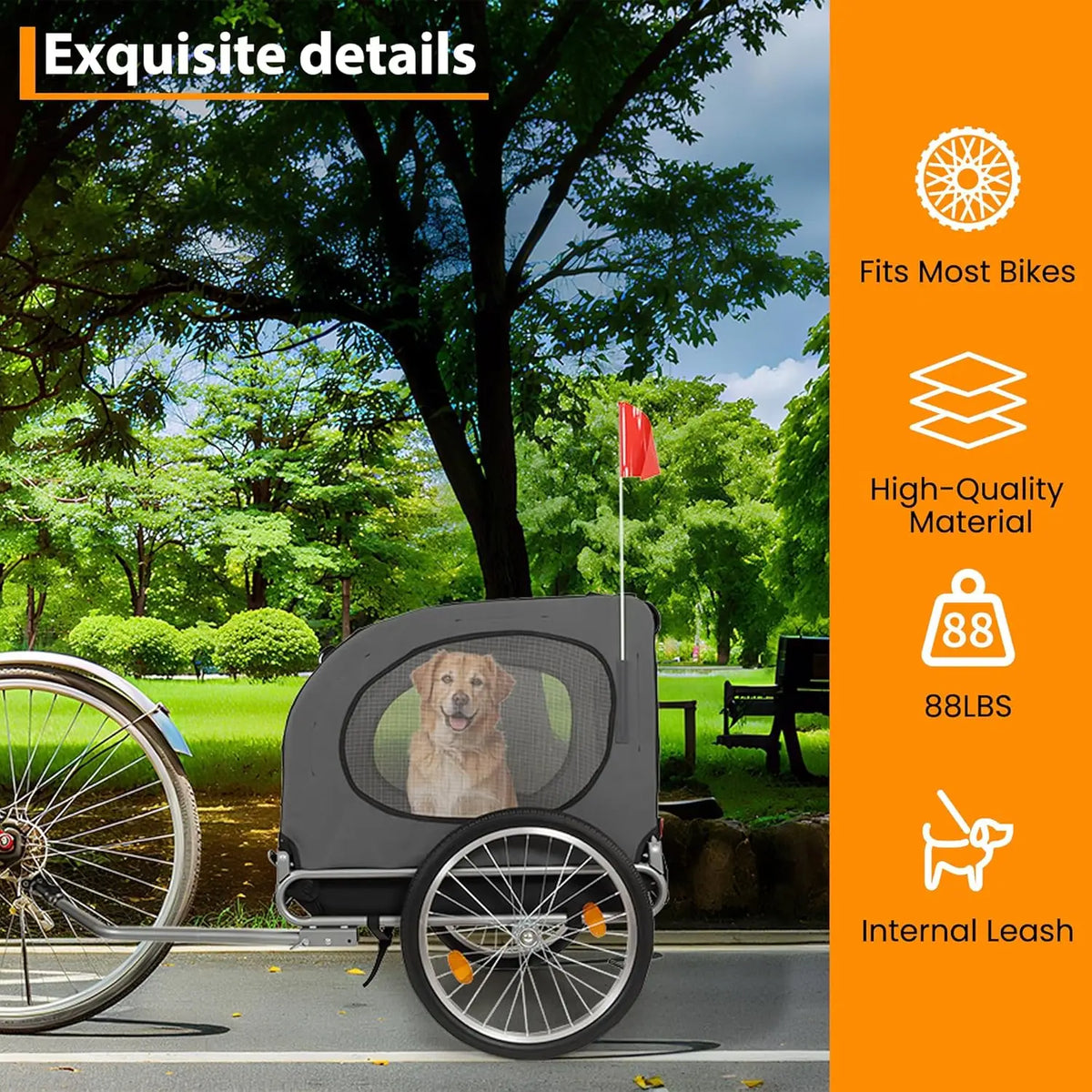 HiMiss Collapsible Dog Bike Trailer And Jogging Stroller