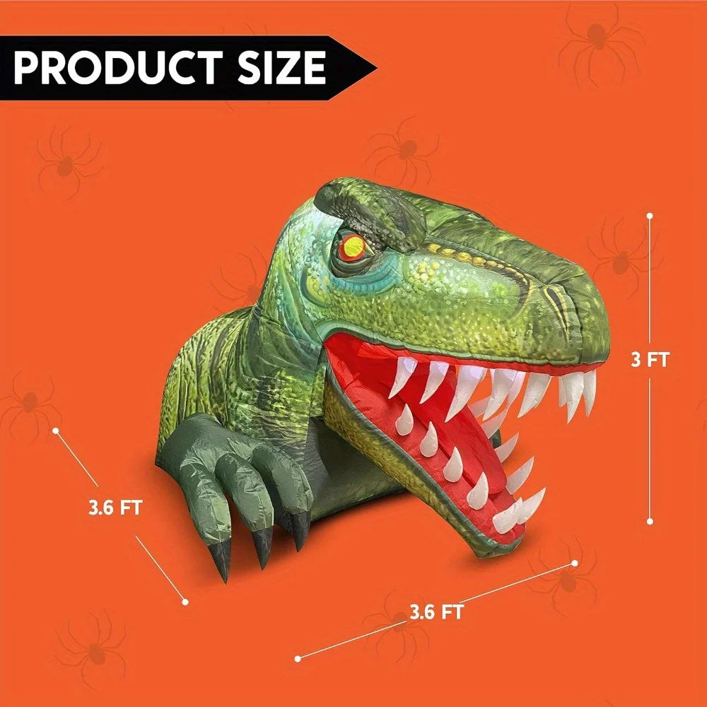 Joyfy Animated Halloween Inflatable Dinosaur With Led Yard Decor