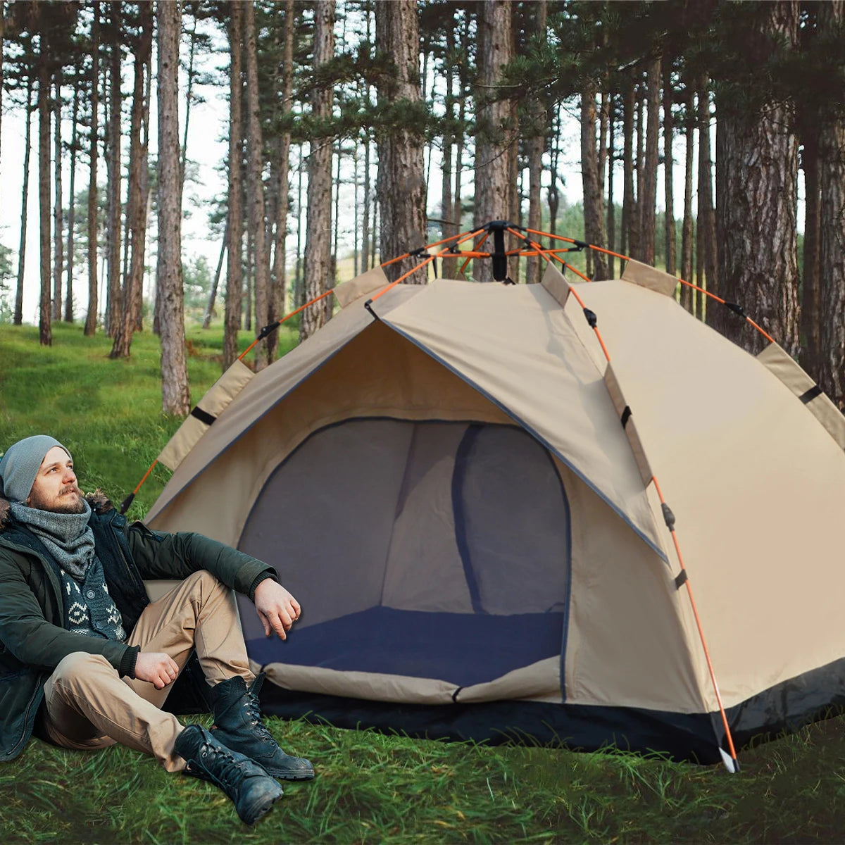 Pakicetus Outdoor Automatic Opening Tent Rainproof And Sunproof Two Doors