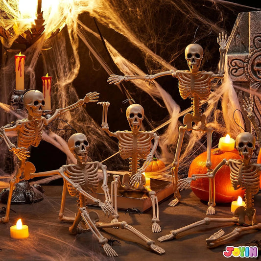 Five Posable Skeleton Halloween Decorations for Haunted House Parties