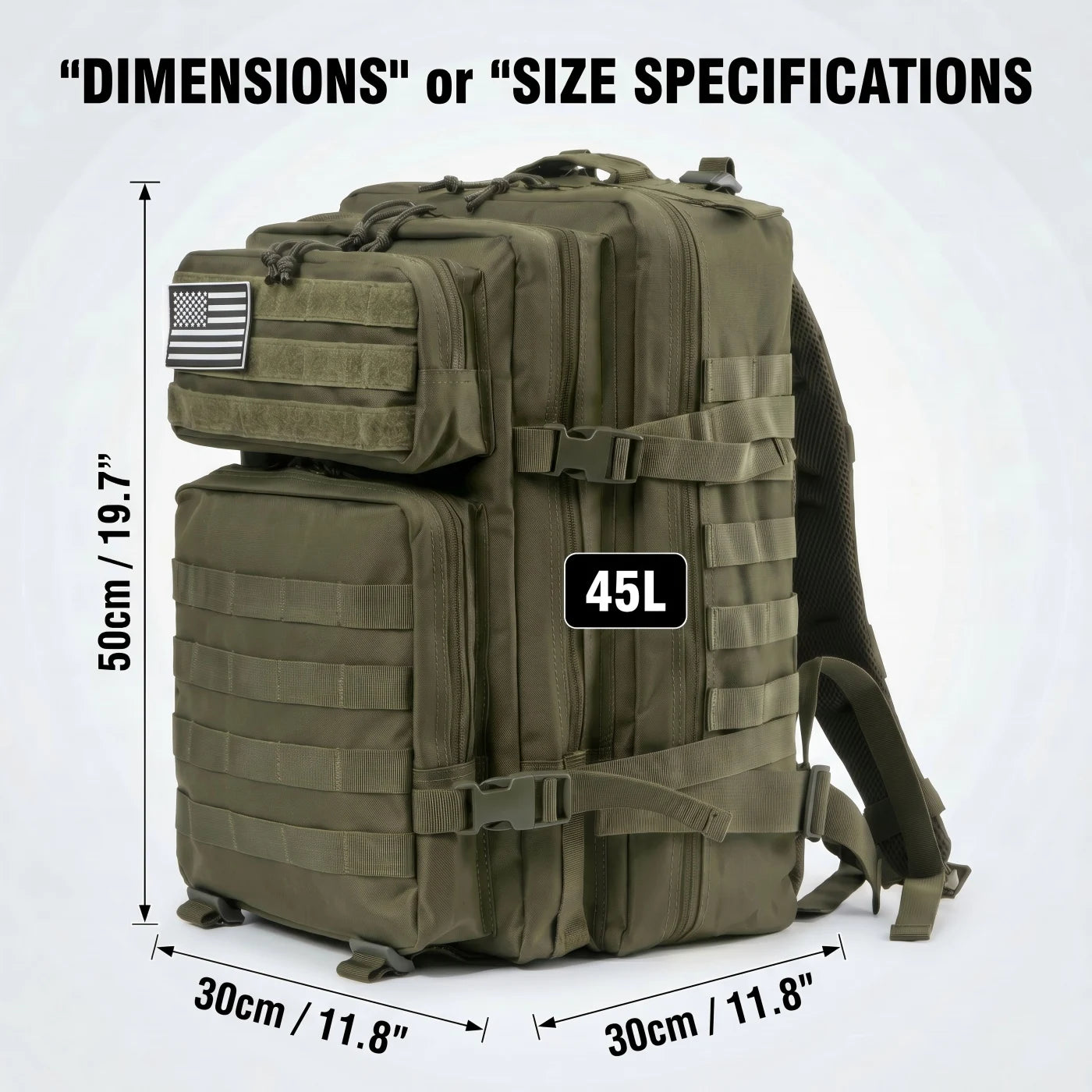 45L Tactical Travel Backpack Molle Storage Bag Large Capacity Multi Pocket Wear Resistant Camping Hiking Trekking Rucksack Durable Outdoor Mountain Climbing Daypack For Men Women Travellers Bushcraft Wilderness Trip Daily Com