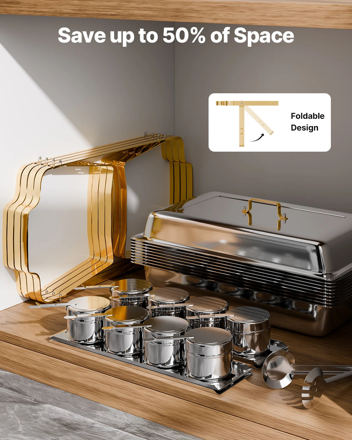 SucceBuy Chafing Dish Buffet Set Stainless Steel Chafer with Pans