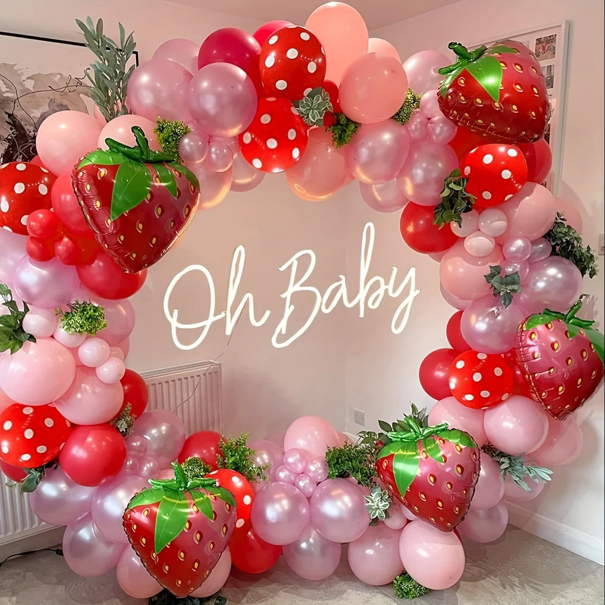 Strawberry Balloon Arch Kit for Berry Themed Birthday Party Decorations