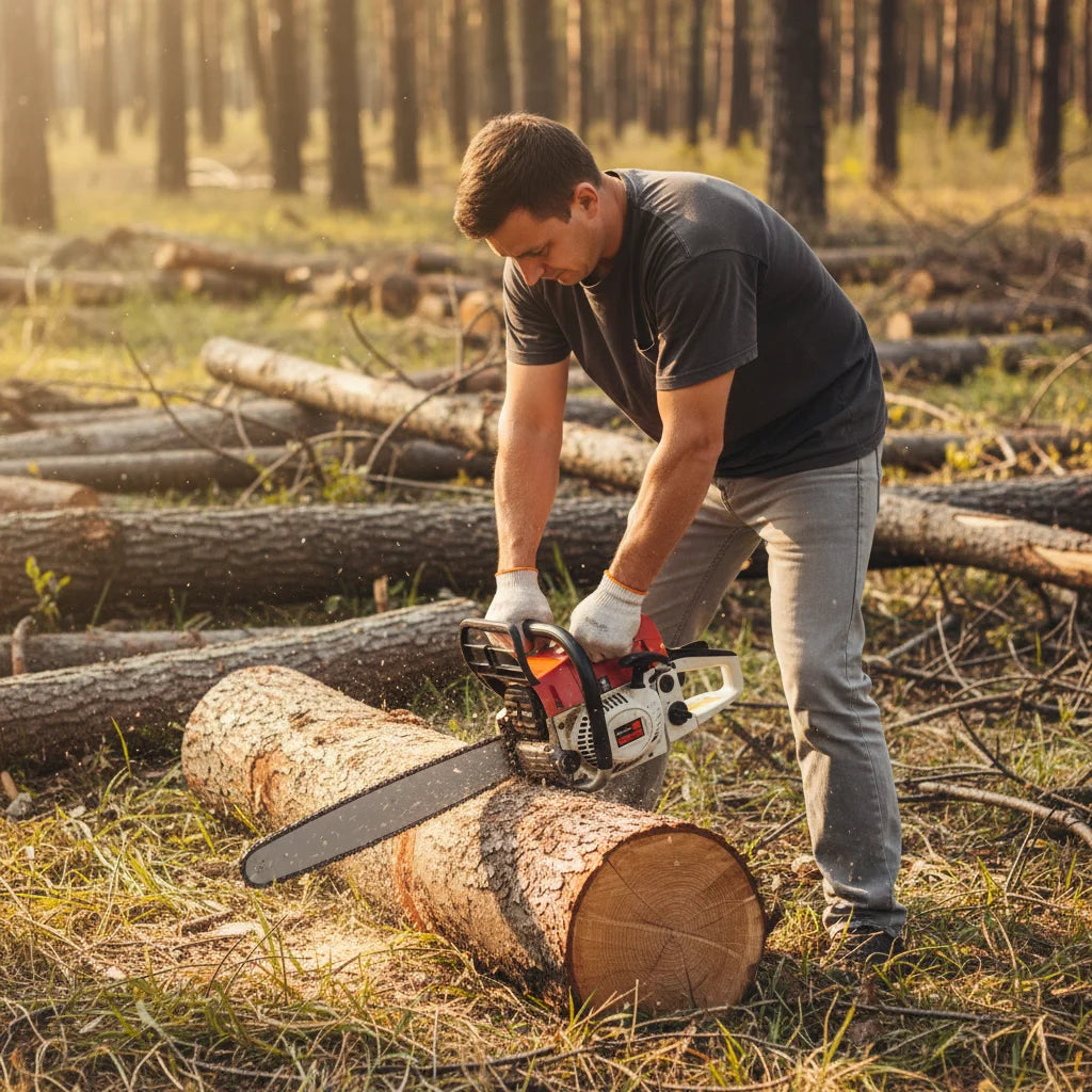 Portable 52CC Gas Powered 2-Stroke Chainsaw for Wood Cutting