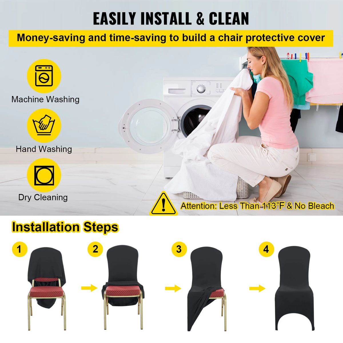 SucceBuy Stretch Chair Covers For Wedding Party Dining Banquet